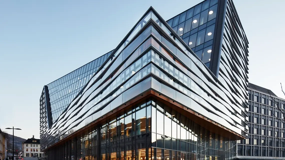 Contemporary glazed facade with architectural aluminium systems